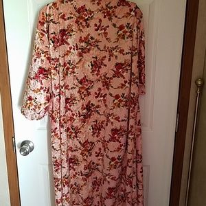 Lularoe Shirley Duster Cardigan pink velvet sz L